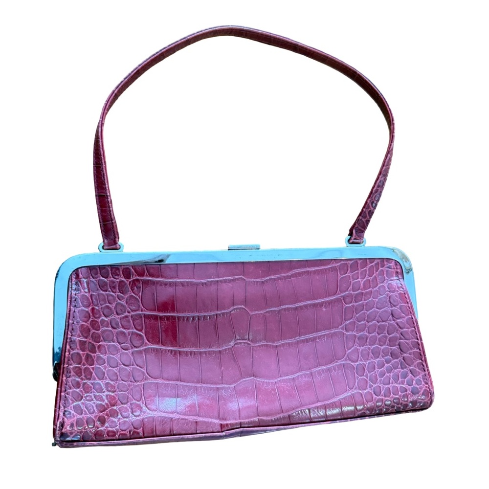 Anne Taylor Clutch Purse Red Alligator Skin Style Clutch